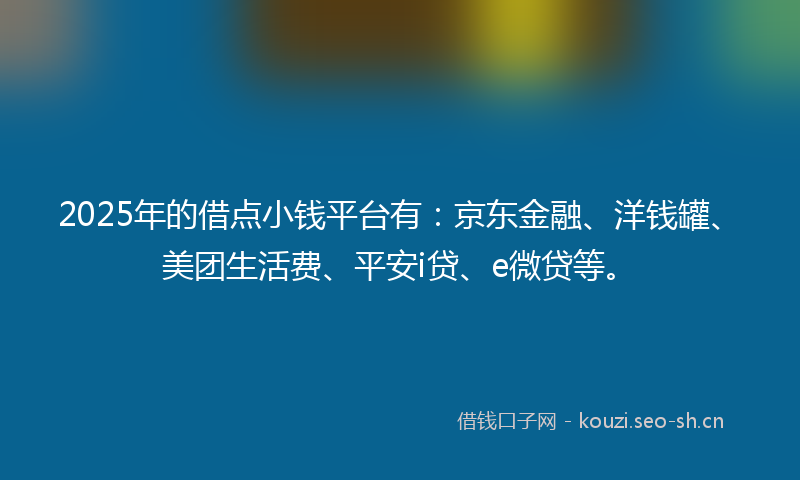 2025年的借点小钱平台有：京东金融、洋钱罐、美团生活费、平安i贷、e微贷等。