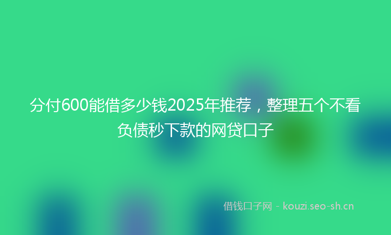 分付600能借多少钱2025年推荐,整理五个不看负债秒下款的网贷口子