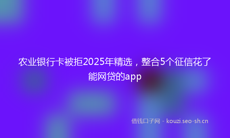 农业银行卡被拒2025年精选,整合5个征信花了能网贷的app