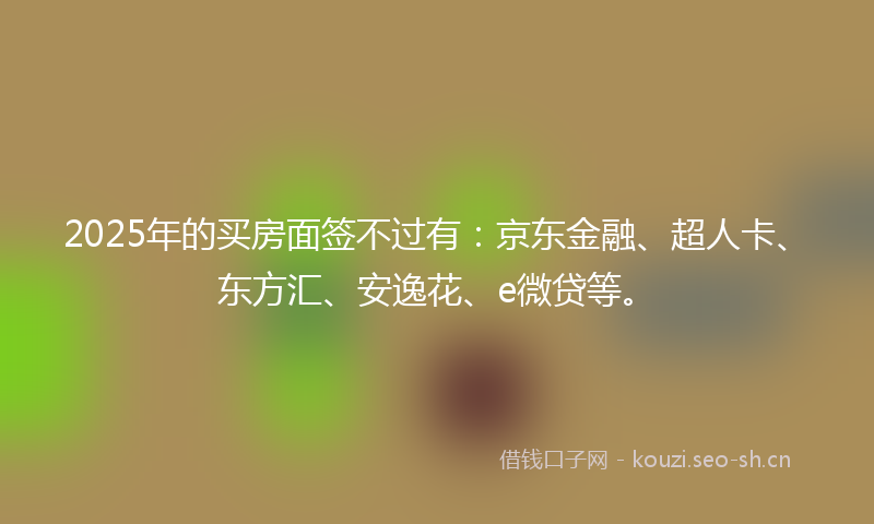 2025年的买房面签不过有：京东金融、超人卡、东方汇、安逸花、e微贷等。