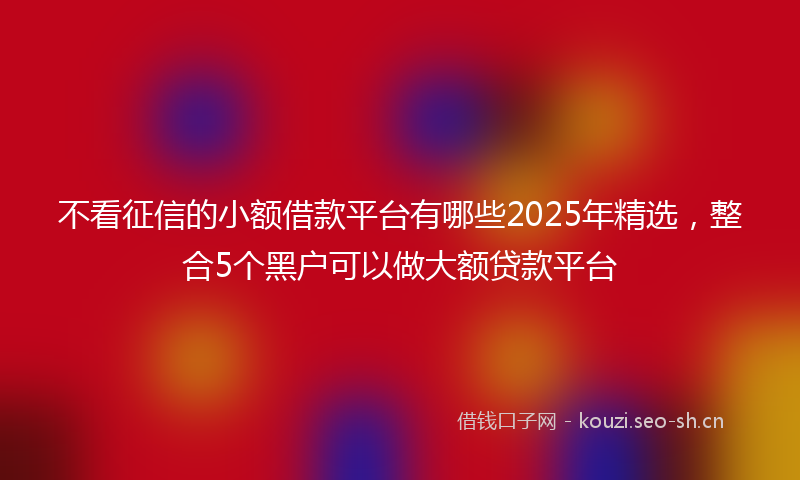 不看征信的小额借款平台有哪些2025年精选，整合5个黑户可以做大额贷款平台
