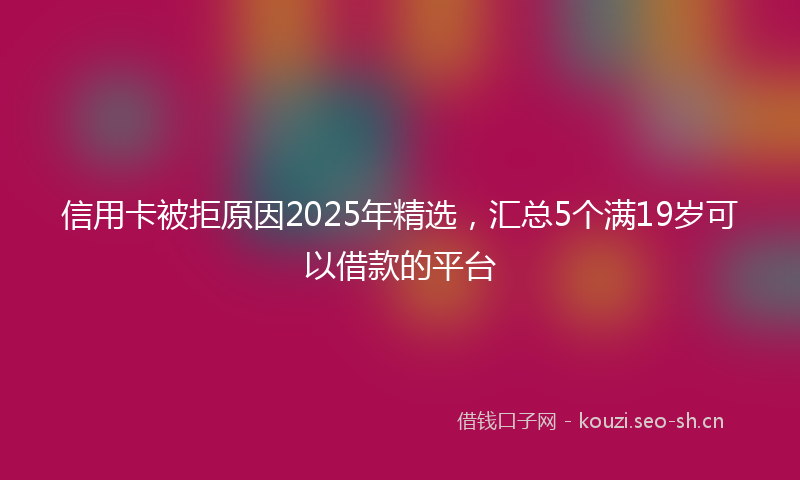 信用卡被拒原因2025年精选,汇总5个满19岁可以借款的平台
