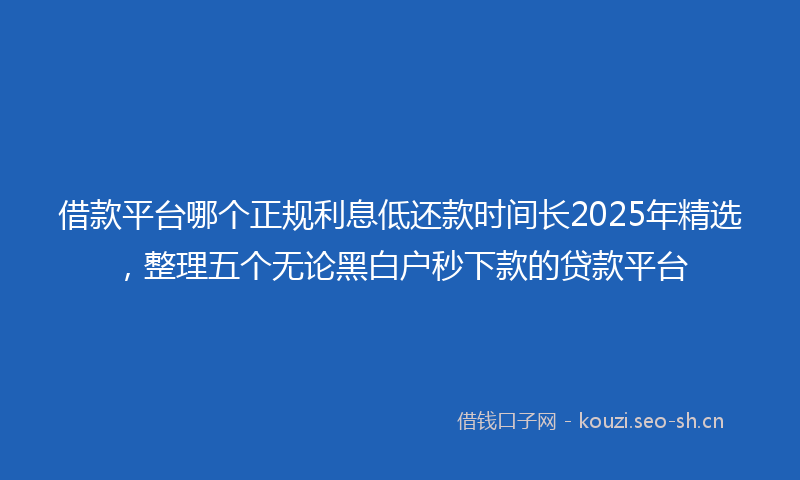 借款平台哪个正规利息低还款时间长2025年精选,整理五个无论黑白户秒下款的贷款平台