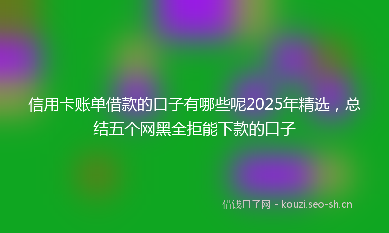 信用卡账单借款的口子有哪些呢2025年精选，总结五个网黑全拒能下款的口子
