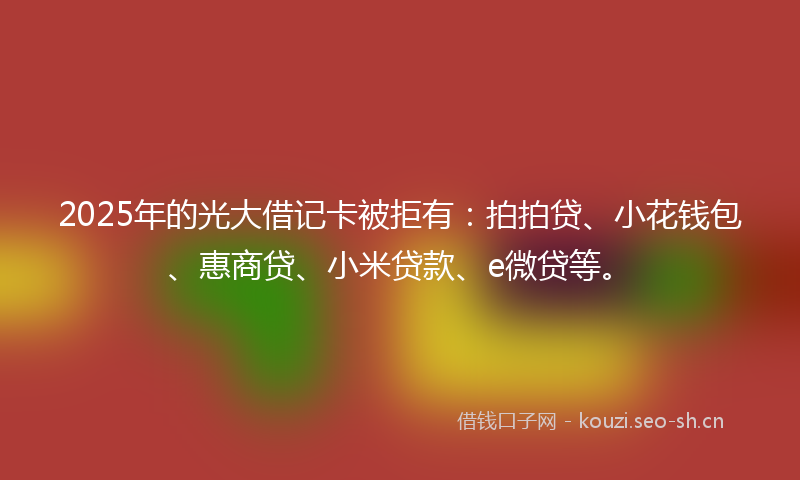2025年的光大借记卡被拒有:拍拍贷、小花钱包、惠商贷、小米贷款、e微贷等。