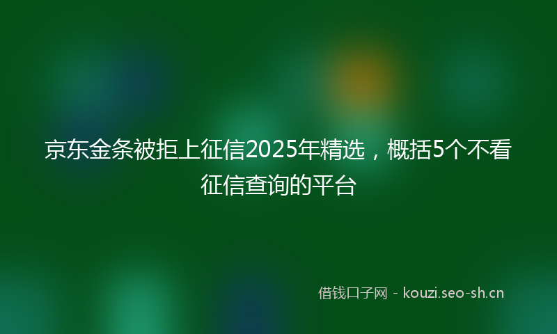 京东金条被拒上征信2025年精选，概括5个不看征信查询的平台