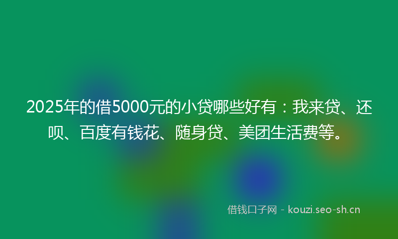 2025年的借5000元的小贷哪些好有：我来贷、还呗、百度有钱花、随身贷、美团生活费等。