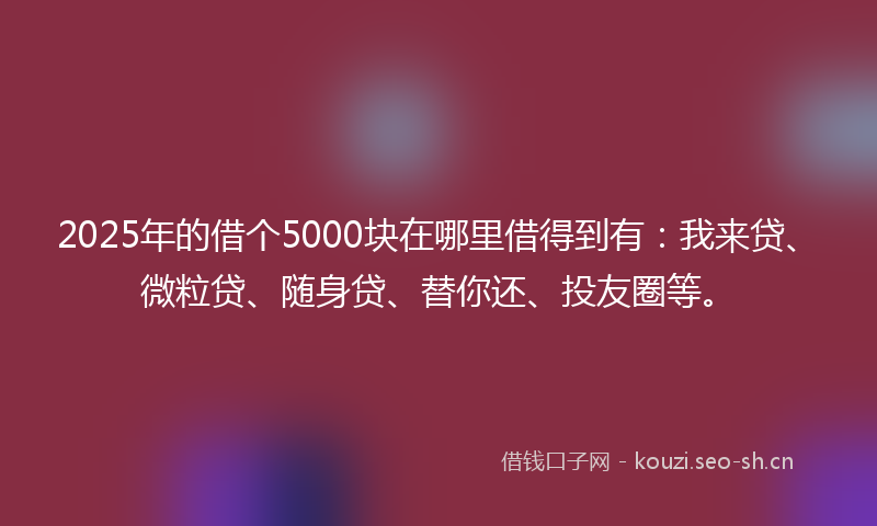 2025年的借个5000块在哪里借得到有：我来贷、微粒贷、随身贷、替你还、投友圈等。