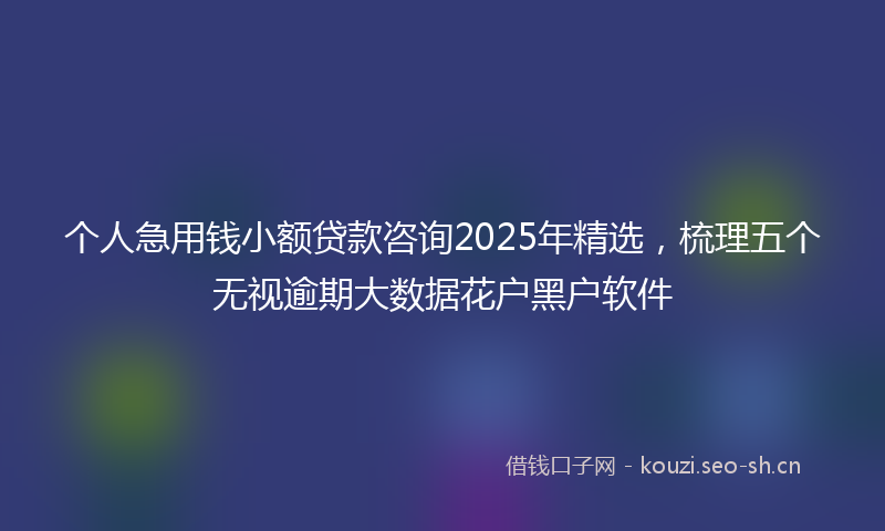 个人急用钱小额贷款咨询2025年精选，梳理五个无视逾期大数据花户黑户软件