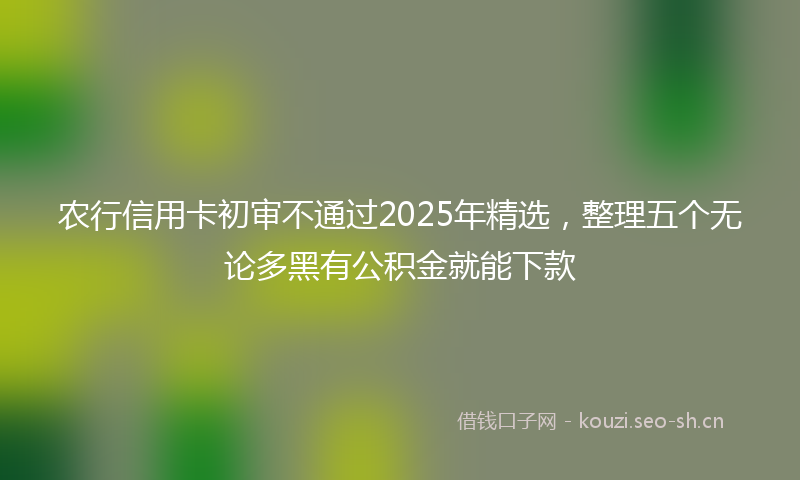 农行信用卡初审不通过2025年精选，整理五个无论多黑有公积金就能下款