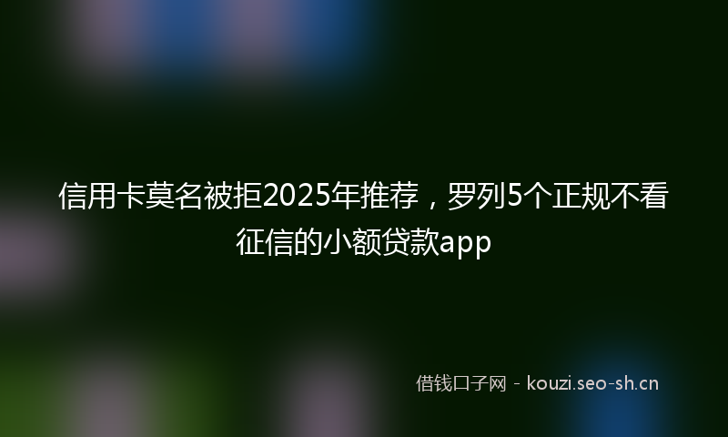 信用卡莫名被拒2025年推荐，罗列5个正规不看征信的小额贷款app