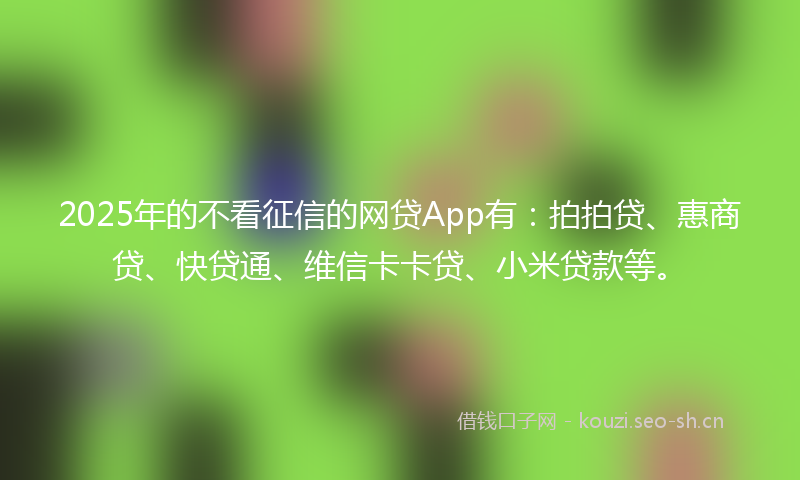 2025年的不看征信的网贷App有：拍拍贷、惠商贷、快贷通、维信卡卡贷、小米贷款等。