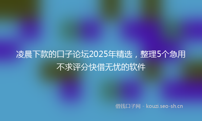 凌晨下款的口子论坛2025年精选，整理5个急用不求评分快借无忧的软件