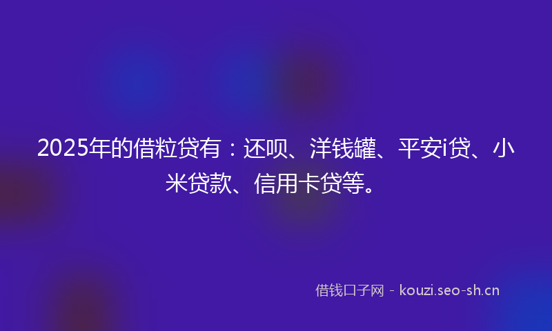 2025年的借粒贷有:还呗、洋钱罐、平安i贷、小米贷款、信用卡贷等。