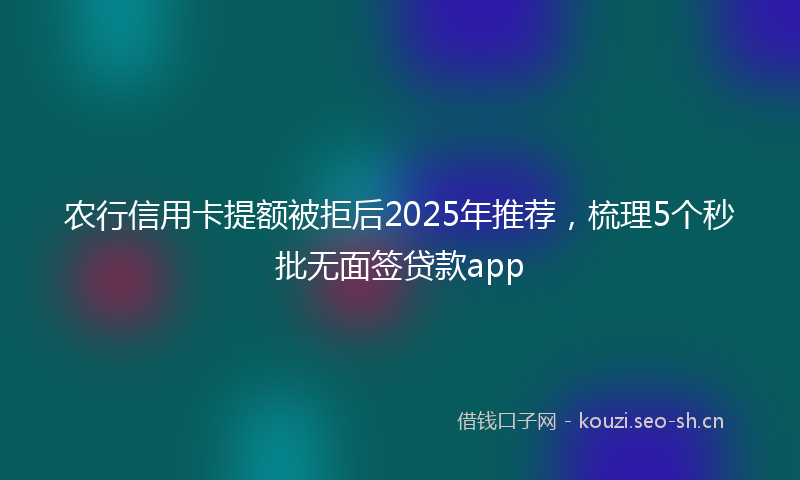 农行信用卡提额被拒后2025年推荐，梳理5个秒批无面签贷款app