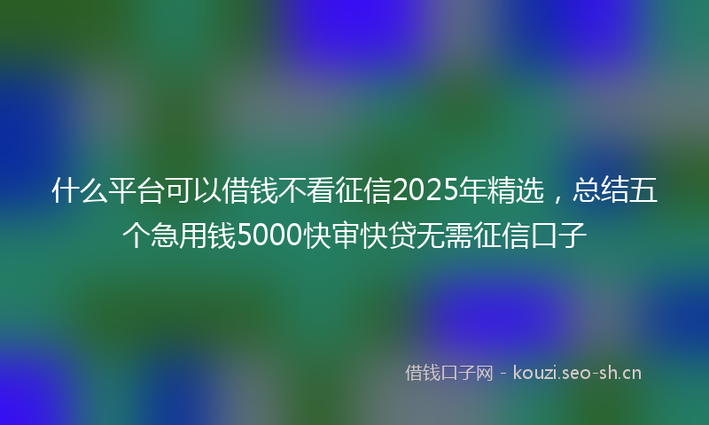 什么平台可以借钱不看征信2025年精选，总结五个急用钱5000快审快贷无需征信口子