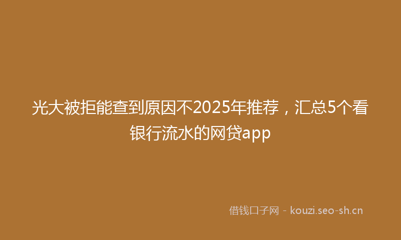 光大被拒能查到原因不2025年推荐,汇总5个看银行流水的网贷app