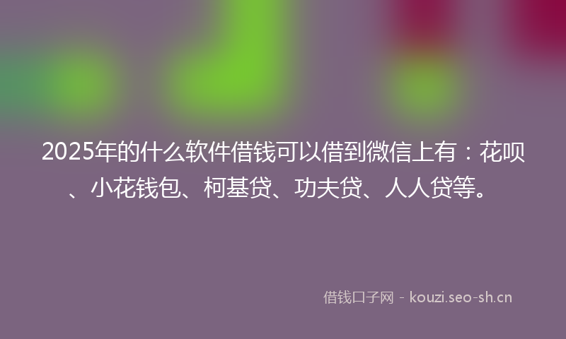 2025年的什么软件借钱可以借到微信上有：花呗、小花钱包、柯基贷、功夫贷、人人贷等。