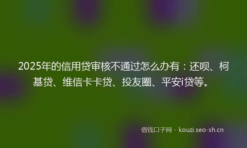 2025年的信用贷审核不通过怎么办有：还呗、柯基贷、维信卡卡贷、投友圈、平安i贷等。