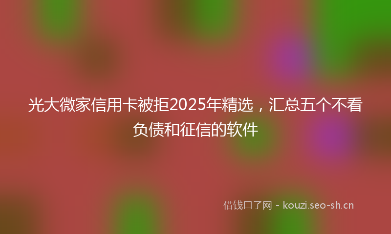 光大微家信用卡被拒2025年精选,汇总五个不看负债和征信的软件