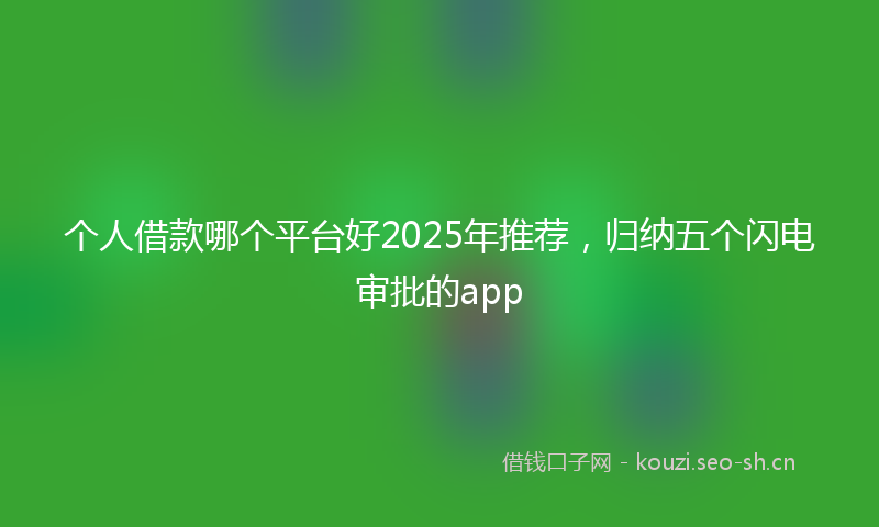 个人借款哪个平台好2025年推荐，归纳五个闪电审批的app