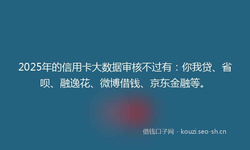 2025年的信用卡大数据审核不过有：你我贷、省呗、融逸花、微博借钱、京东金融等。