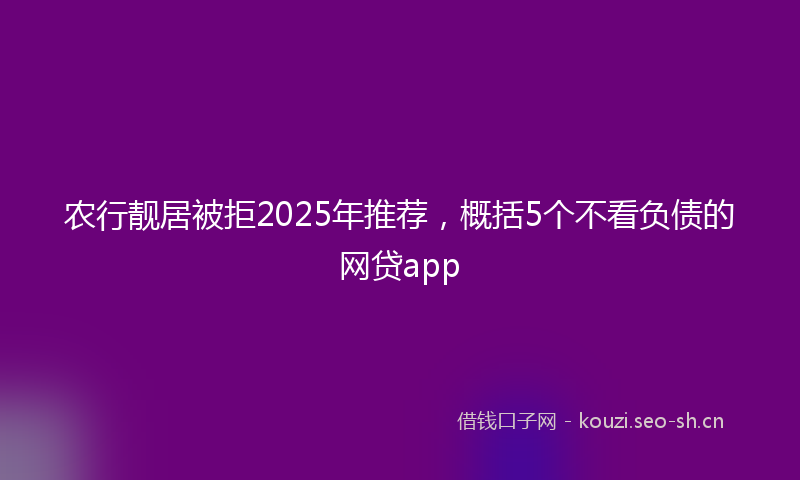 农行靓居被拒2025年推荐，概括5个不看负债的网贷app