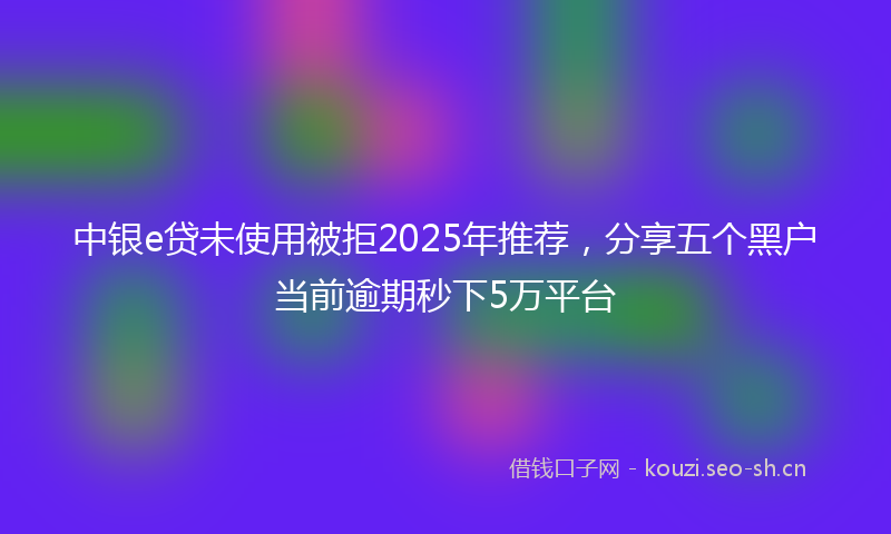 中银e贷未使用被拒2025年推荐，分享五个黑户当前逾期秒下5万平台