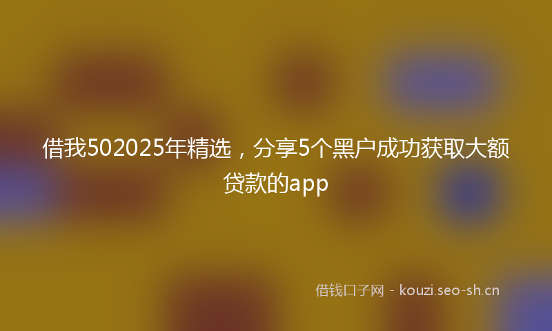 借我502025年精选，分享5个黑户成功获取大额贷款的app