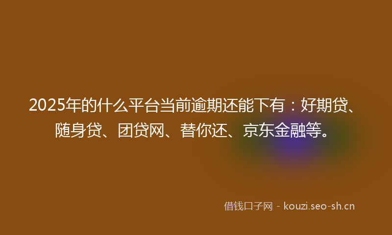 2025年的什么平台当前逾期还能下有：好期贷、随身贷、团贷网、替你还、京东金融等。
