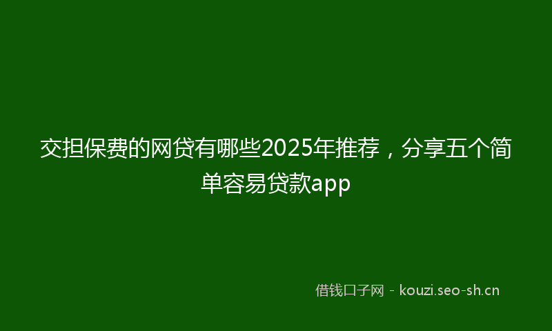 交担保费的网贷有哪些2025年推荐，分享五个简单容易贷款app