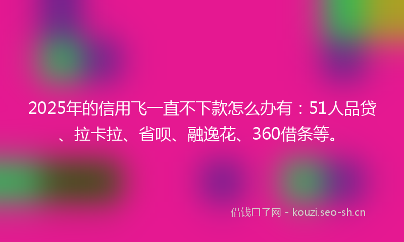 2025年的信用飞一直不下款怎么办有:51人品贷、拉卡拉、省呗、融逸花、360借条等。