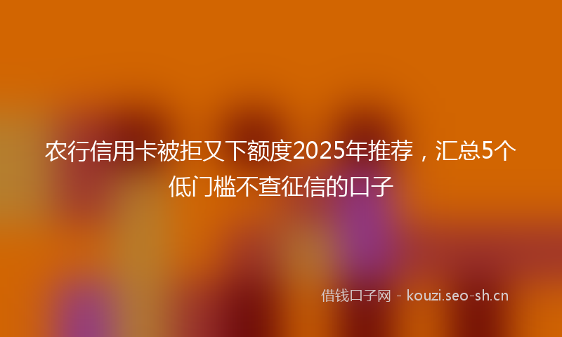 农行信用卡被拒又下额度2025年推荐，汇总5个低门槛不查征信的口子