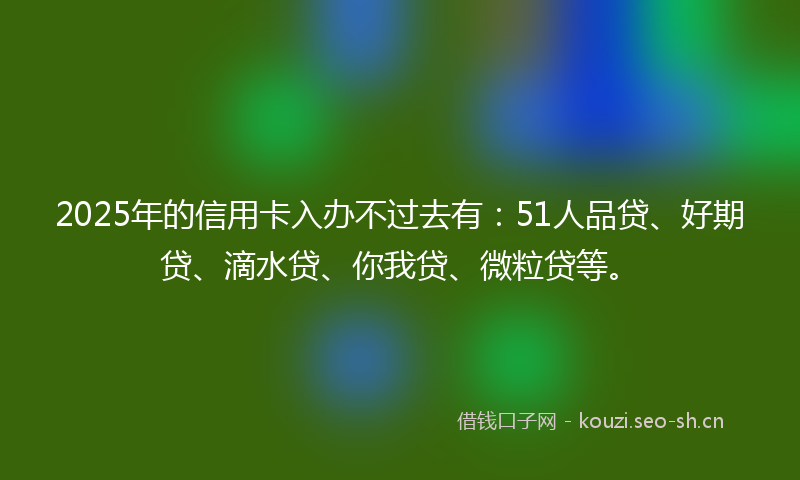 2025年的信用卡入办不过去有:51人品贷、好期贷、滴水贷、你我贷、微粒贷等。