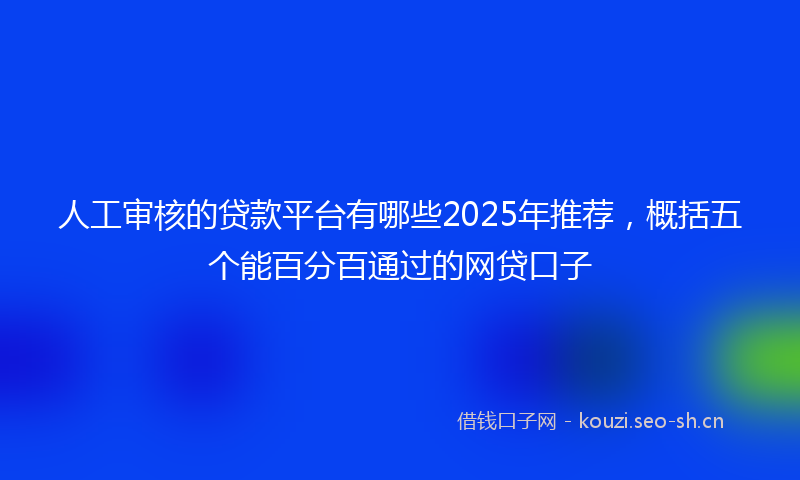 人工审核的贷款平台有哪些2025年推荐，概括五个能百分百通过的网贷口子