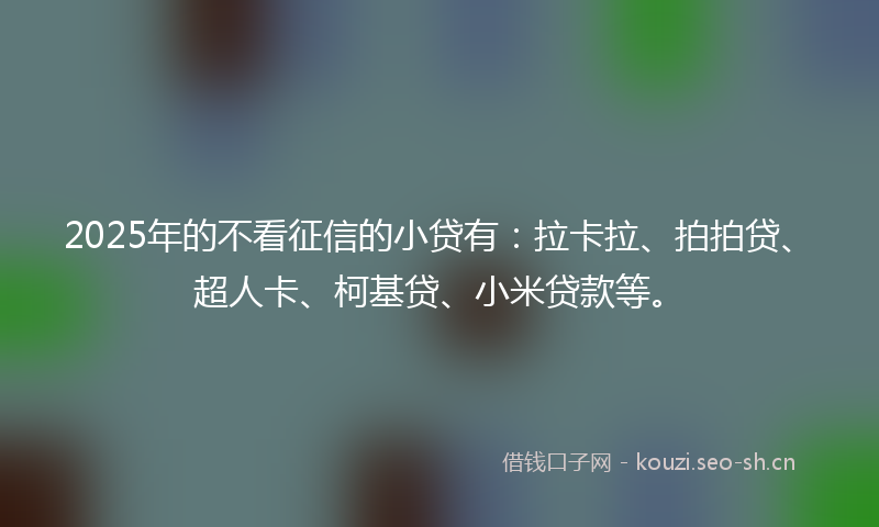 2025年的不看征信的小贷有：拉卡拉、拍拍贷、超人卡、柯基贷、小米贷款等。