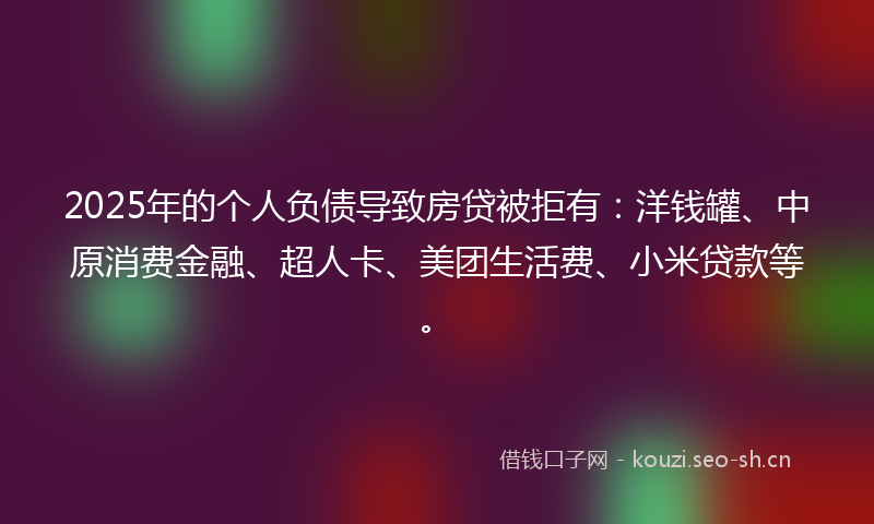 2025年的个人负债导致房贷被拒有:洋钱罐、中原消费金融、超人卡、美团生活费、小米贷款等。