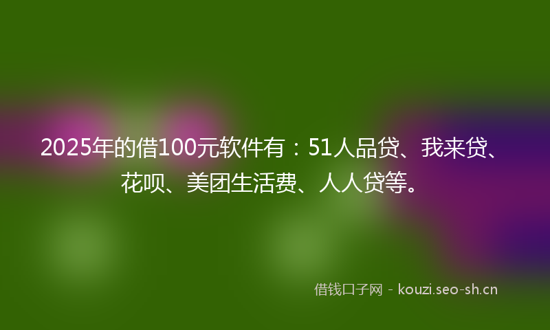 2025年的借100元软件有：51人品贷、我来贷、花呗、美团生活费、人人贷等。