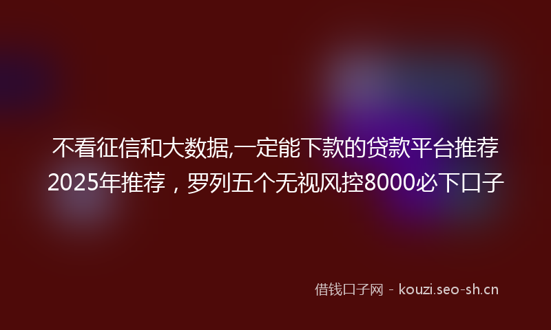 不看征信和大数据,一定能下款的贷款平台推荐2025年推荐，罗列五个无视风控8000必下口子