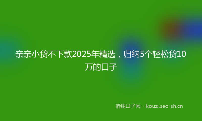 亲亲小贷不下款2025年精选，归纳5个轻松贷10万的口子