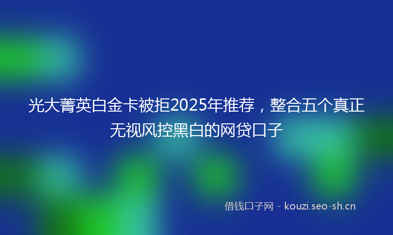 光大菁英白金卡被拒2025年推荐，整合五个真正无视风控黑白的网贷口子