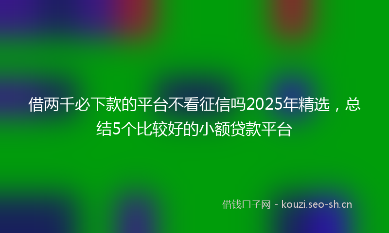 借两千必下款的平台不看征信吗2025年精选，总结5个比较好的小额贷款平台