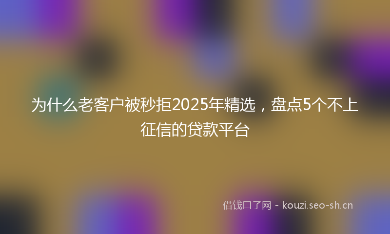 为什么老客户被秒拒2025年精选，盘点5个不上征信的贷款平台