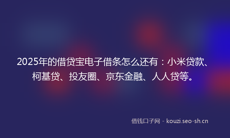 2025年的借贷宝电子借条怎么还有:小米贷款、柯基贷、投友圈、京东金融、人人贷等。