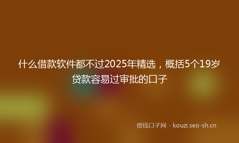 什么借款软件都不过2025年精选，概括5个19岁贷款容易过审批的口子