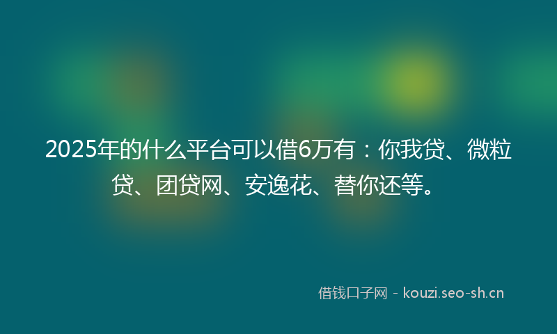 2025年的什么平台可以借6万有：你我贷、微粒贷、团贷网、安逸花、替你还等。