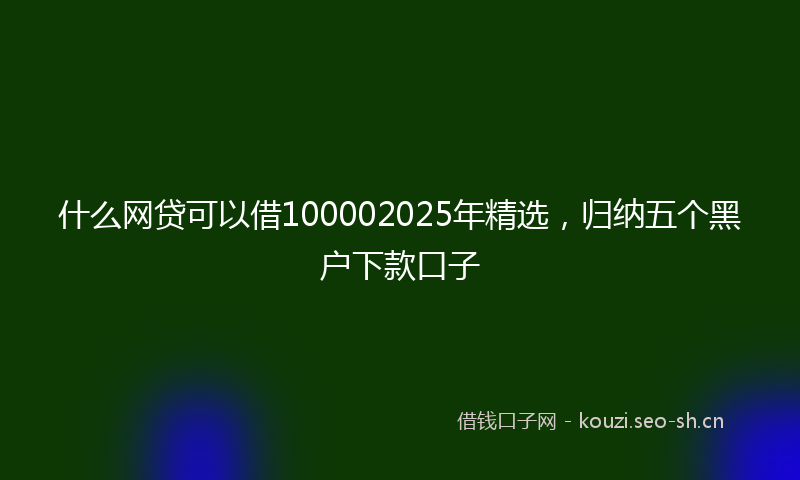 什么网贷可以借100002025年精选，归纳五个黑户下款口子