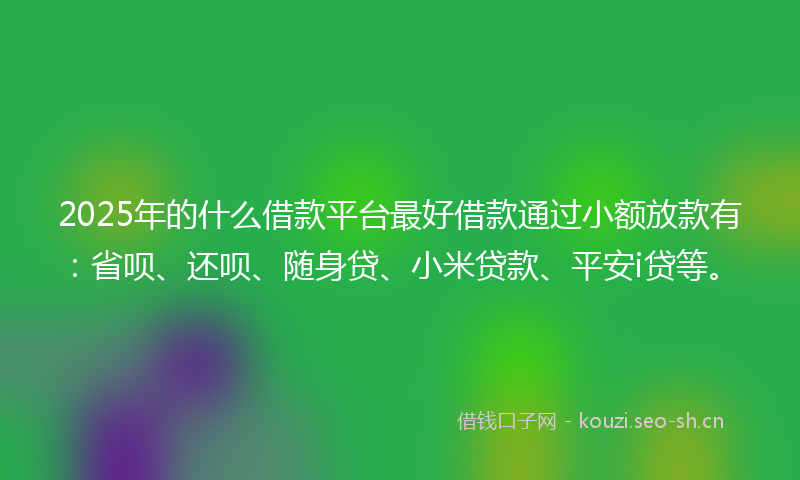 2025年的什么借款平台最好借款通过小额放款有：省呗、还呗、随身贷、小米贷款、平安i贷等。