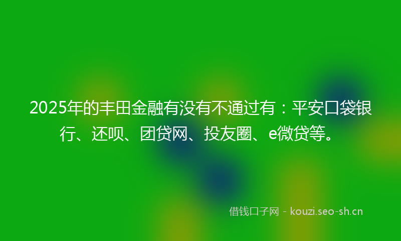 2025年的丰田金融有没有不通过有：平安口袋银行、还呗、团贷网、投友圈、e微贷等。