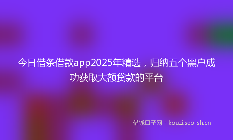 今日借条借款app2025年精选,归纳五个黑户成功获取大额贷款的平台